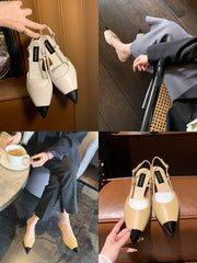 Women's Mom Classic Style French Pointed Toe Slingback Heels