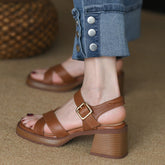 Women's Band Summer Mid Fashion Buckle Open Heels