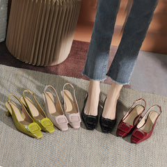 Women's Toe Summer Square Back Open Heels