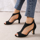 Women's Fashion Back Zipper Bag Peep Toe Heels