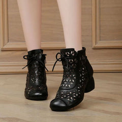 Breathable Ankle Retro Ethnic Style Real Heels