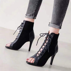 Women's Autumn Hollow-out Ankle Stiletto Dancing Plus Size Heels