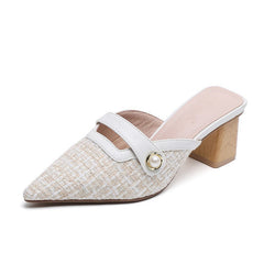 Women's High Summer Pointed Toe Mid Lazy Heels