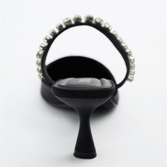 Women's Size Leisure Rhinestone Pointed Toe Cap Stiletto Heels