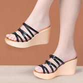Open Toe Wedge Heel Strappy Sandals For Women MS360