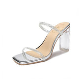 Petite Clear Heel Rhinestone Strap Shoes DS259