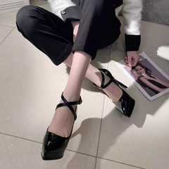 Petite Cross Ankle Strap High Heel Pump Shoes TS415