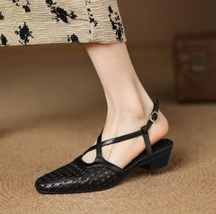 Petite Cross Strap Block Heel Shoes FS73