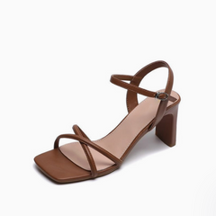 Petite Cross Strap Square Toe Sandal Shoes FS39