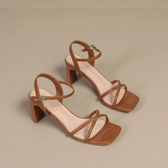 Petite Cross Strap Square Toe Sandal Shoes FS39