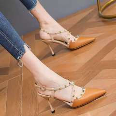 Petite Cross Stud Strap Heeled Sandals Shoes TS310