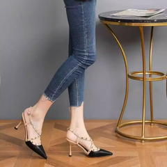 Petite Cross Stud Strap Heeled Sandals Shoes TS310