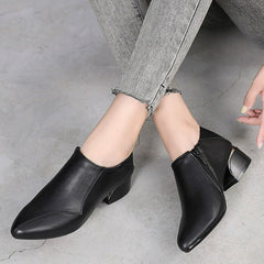 Petite Feet Block Heel Leather Booties FS65