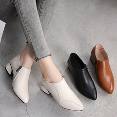 Petite Feet Block Heel Leather Booties FS65