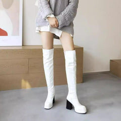 Petite Feet Chunky Heel Long Boots For Women TS81