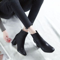 Petite Feet Women's Chunky High Heel Pointed Ankle Boots AS232