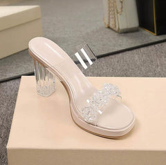 Petite Feet Clear Chunky High Heel Sandals MS502