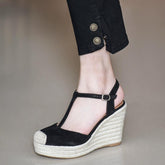 Petite Feet Close Toe Ankle Strap Wedge Heel Shoes MS383