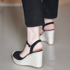 Petite Feet Close Toe Ankle Strap Wedge Heel Shoes MS383