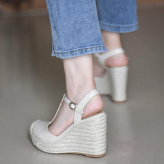 Petite Feet Close Toe Ankle Strap Wedge Heel Shoes MS383