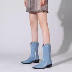 Petite Feet Low Block Heel Side Zipper Short Boots TS85