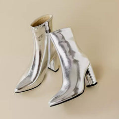 Petite Feet Pointy Chunky Heel Short Boots TS60