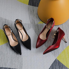 Petite Feet Silk Satin Ankle Strap Heels DS120