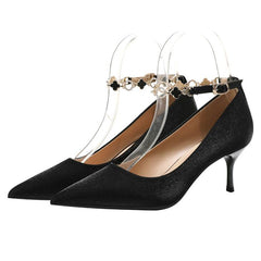 Petite Feet Silk Satin Ankle Strap Heels DS120
