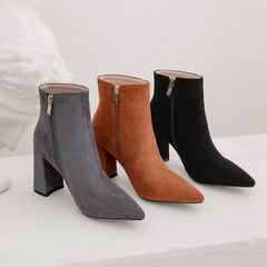 Petite Feet Size 2 Pointy Chunky High Heel Boots MS171