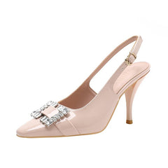 Petite Feet Slingback Patent Heels With Buckle ES115