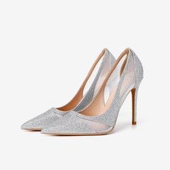 Petite Glitter Lace Mesh Dress Heel Shoes GS373