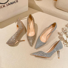Petite Glitter Metallic Heeled Shoes GS299