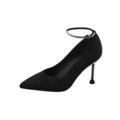 Petite Heeled Suede Ankle Strap Shoes ES76