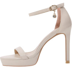 Petite High Heel Ankle Strap Leather Shoes DS302