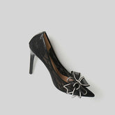 Petite Lace Mesh High Heels With Bow Tie GS16