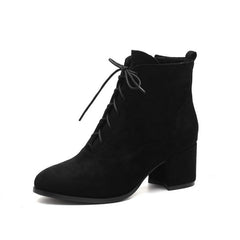 Petite Lace Up Block Heel Boots DS387