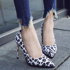 Petite Leopard Heeled Pump Shoes DS117