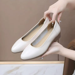 Petite Low Wedge Heel Leather Work Shoes TS190