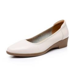 Petite Low Wedge Heel Leather Work Shoes TS190