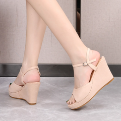 Petite Open Toe Suede Wedge Sandal Shoes FS84