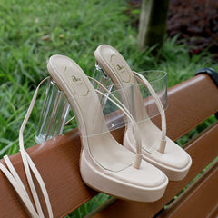 Petite Platform Chunky High Heel Clear Shoes GS105