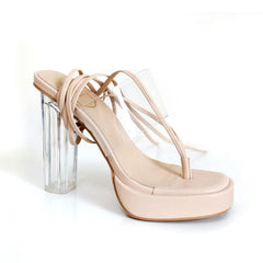 Petite Platform Chunky High Heel Clear Shoes GS105