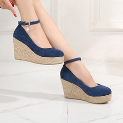 Petite Platform Wedge Heel Ankle Strap Shoes GS363