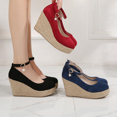 Petite Platform Wedge Heel Ankle Strap Shoes GS363