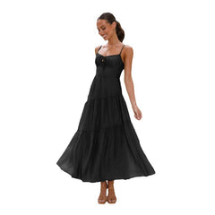Petite Pleated Solid Color Long Skirt PCD15
