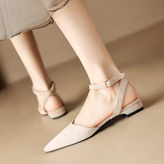 Petite Pointy Ankle Strap Flat Sandal Shoes FS93