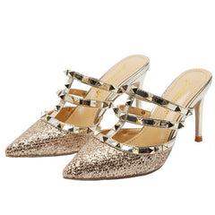 Petite Glitter Toe Studded Heels DS115