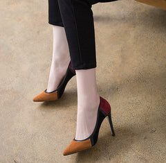 Petite Feet Women's Mixed Color Pointy Dress Heels(3/6/8/10cm) AS290