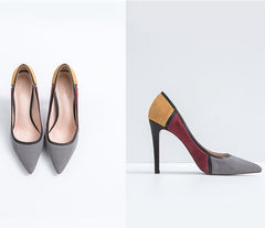 Petite Feet Women's Mixed Color Pointy Dress Heels(3/6/8/10cm) AS290