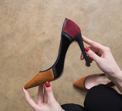 Petite Feet Women's Mixed Color Pointy Dress Heels(3/6/8/10cm) AS290